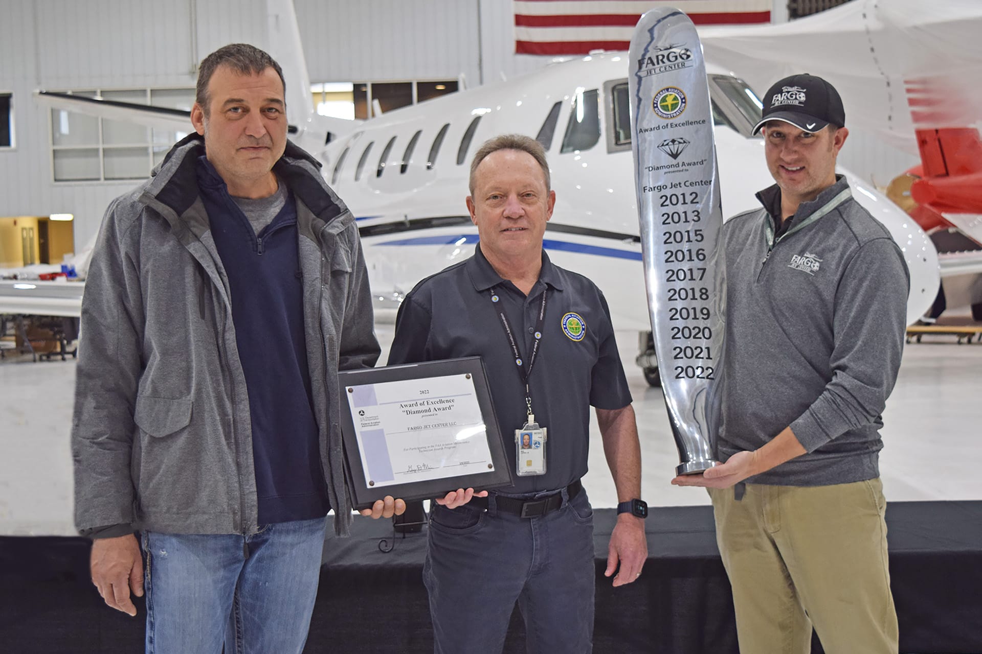 2023 FAA Diamond Award Fargo Jet Center Scott Reiland Travis Collins